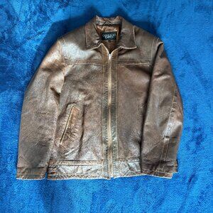 DERİMOD EXPO Vintage Brown Genuine Leather Oversized Jacket Size XL